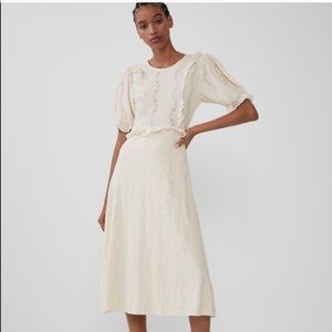 Zara off white eyelet midi dress